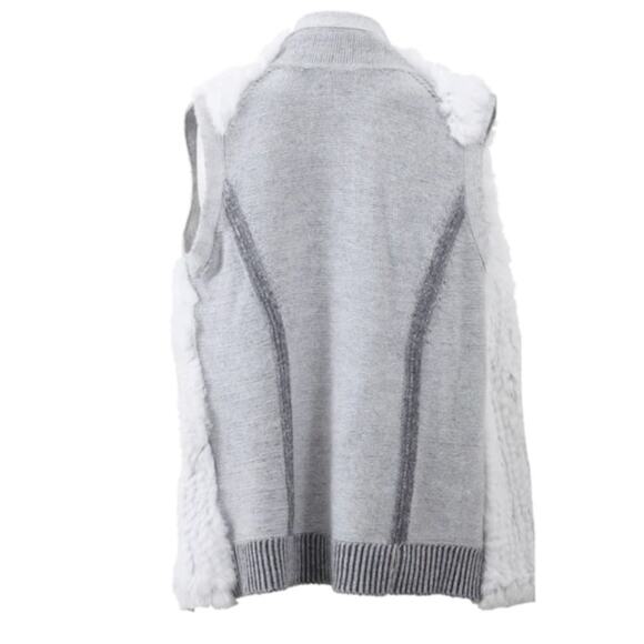 Sz M Medium Vince Grey Rex Rabbit Fur Sleeveless Sweater Vest V314276252 - Picture 3 of 9